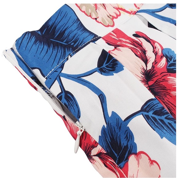 A-line Printed Pleated Flared Midi Skirts - Picture 3 of 7